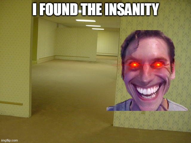 The Backrooms | I FOUND THE INSANITY | image tagged in the backrooms | made w/ Imgflip meme maker