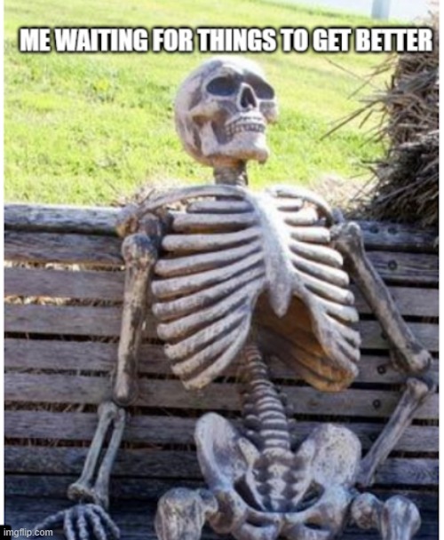 No get better why | image tagged in waiting skeleton | made w/ Imgflip meme maker