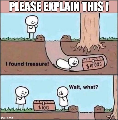 Treasure Chest Under Tree Puzzle | PLEASE EXPLAIN THIS ! | image tagged in confused,puzzle,treasure,tree | made w/ Imgflip meme maker