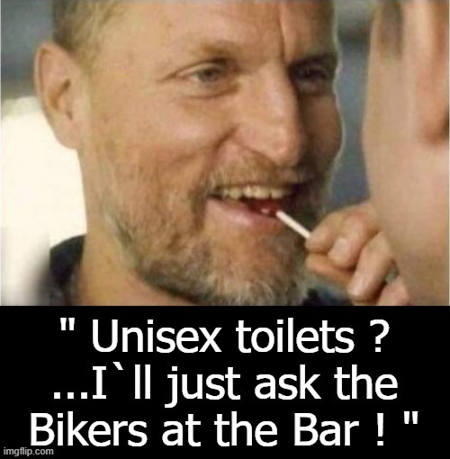 Unisex Toilets ? | image tagged in bikers | made w/ Imgflip meme maker