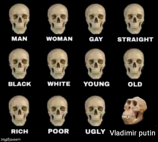 idiot skull |  Vladimir putin | image tagged in idiot skull,vladimir putin,putin,ukraine | made w/ Imgflip meme maker