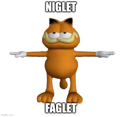 niglets | NIGLET; FAGLET | image tagged in garfield png | made w/ Imgflip meme maker