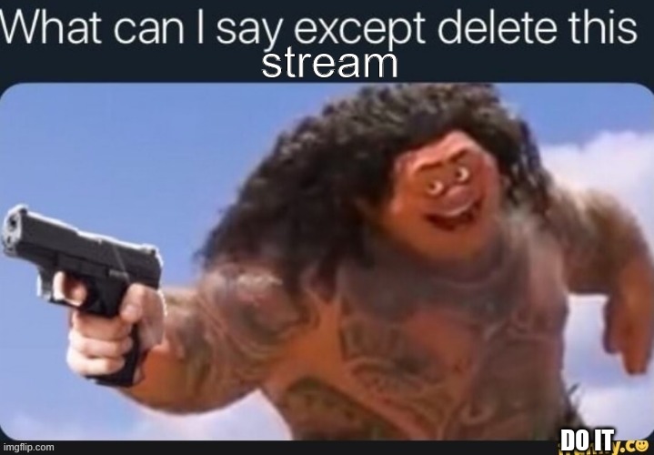 what can i say except delete this stream | DO IT | image tagged in what can i say except delete this stream | made w/ Imgflip meme maker