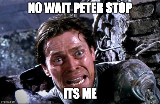 the goblin killed | NO WAIT PETER STOP; ITS ME | image tagged in the goblin killed | made w/ Imgflip meme maker