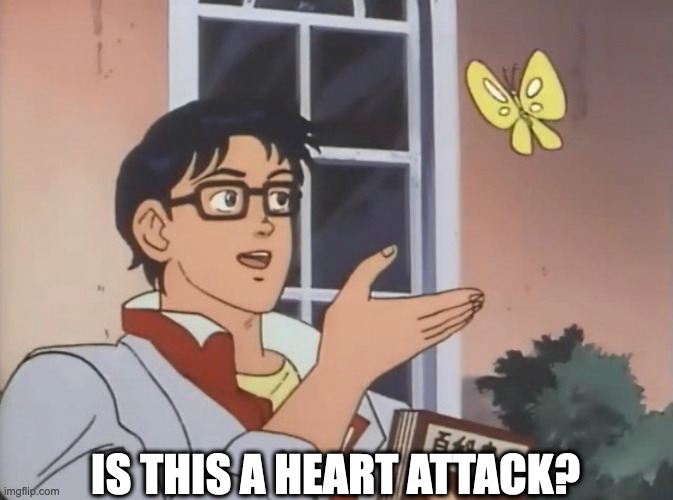 Is this a bird? | IS THIS A HEART ATTACK? | image tagged in is this a bird | made w/ Imgflip meme maker
