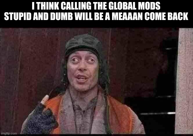 I THINK CALLING THE GLOBAL MODS STUPID AND DUMB WILL BE A MEAAAN COME BACK | made w/ Imgflip meme maker