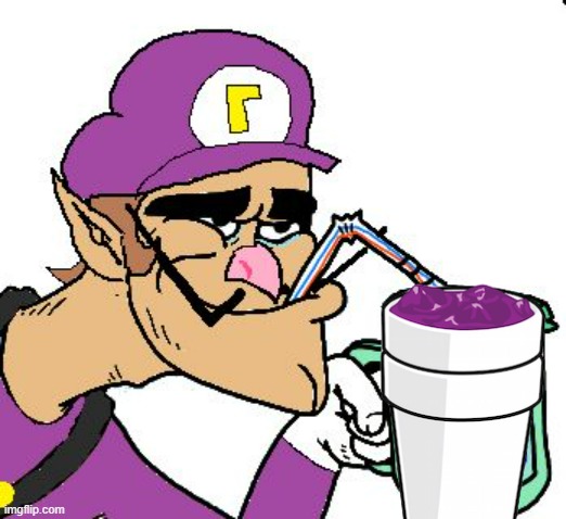 waluigi loves lean | image tagged in waluigi drinking tears | made w/ Imgflip meme maker