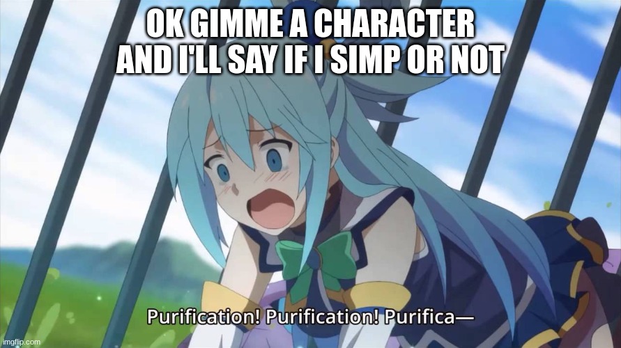 PURIFY | OK GIMME A CHARACTER AND I'LL SAY IF I SIMP OR NOT | image tagged in purify | made w/ Imgflip meme maker