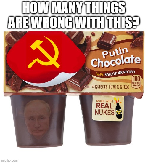 Putin Pudding V2.0 | HOW MANY THINGS ARE WRONG WITH THIS? | image tagged in memes,funny memes,pudding,putin,photoshop,wrong | made w/ Imgflip meme maker