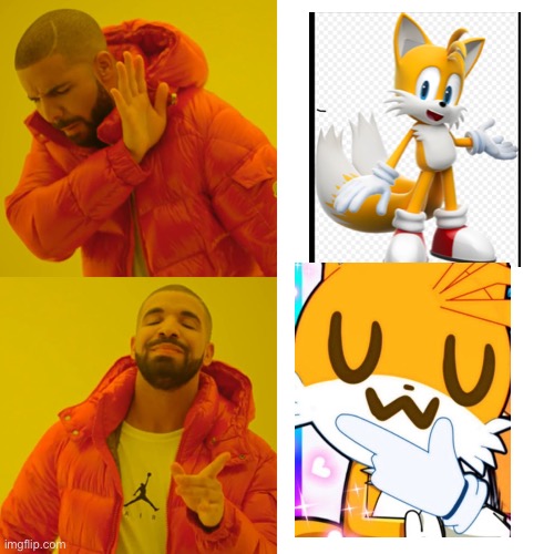 Tails And Sonic Pals | image tagged in memes,drake hotline bling,uwu,tails the fox,sonic the hedgehog | made w/ Imgflip meme maker
