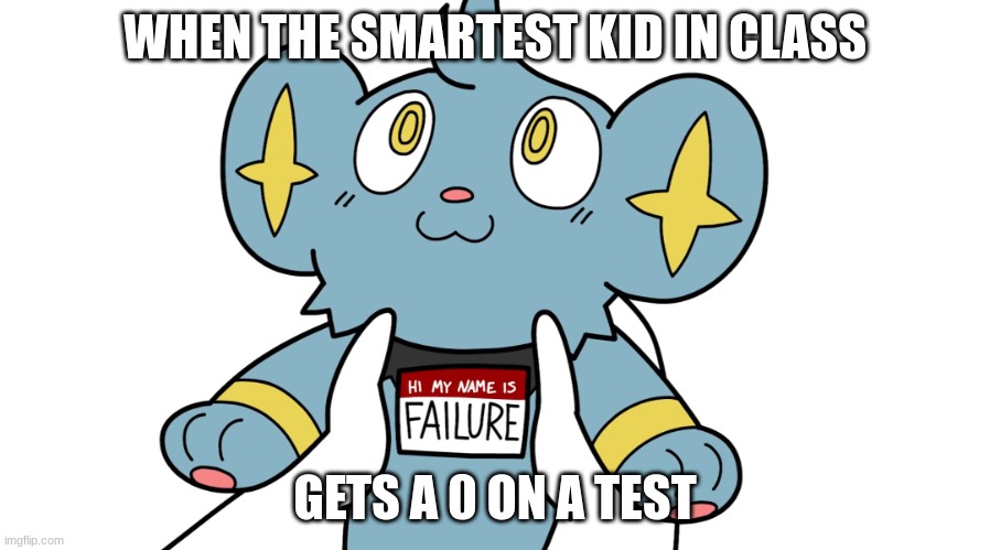 Hi my name is failure | WHEN THE SMARTEST KID IN CLASS; GETS A 0 ON A TEST | image tagged in hi my name is failure | made w/ Imgflip meme maker