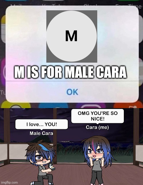 My BF likes me! Spring break is over! | M IS FOR MALE CARA | image tagged in iphone notification,pop up school,memes,love,spring break | made w/ Imgflip meme maker