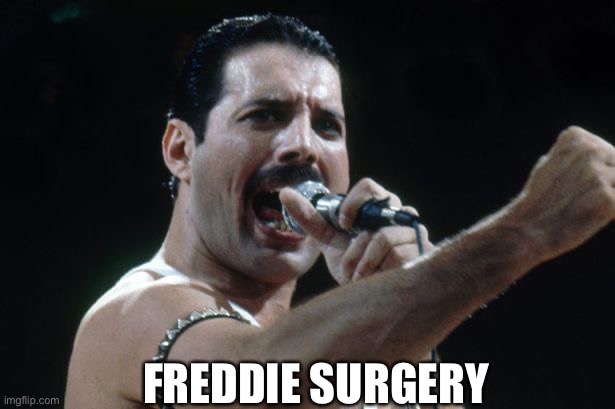 Freddie Mercury | FREDDIE SURGERY | image tagged in freddie mercury,singing,queen | made w/ Imgflip meme maker