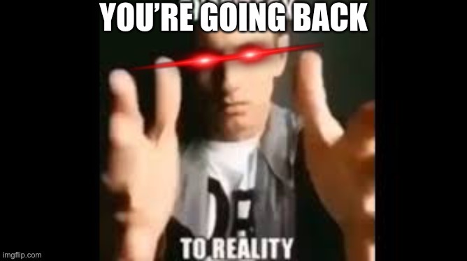 YOUR GOING BACK TO REALITY | image tagged in oh no | made w/ Imgflip meme maker