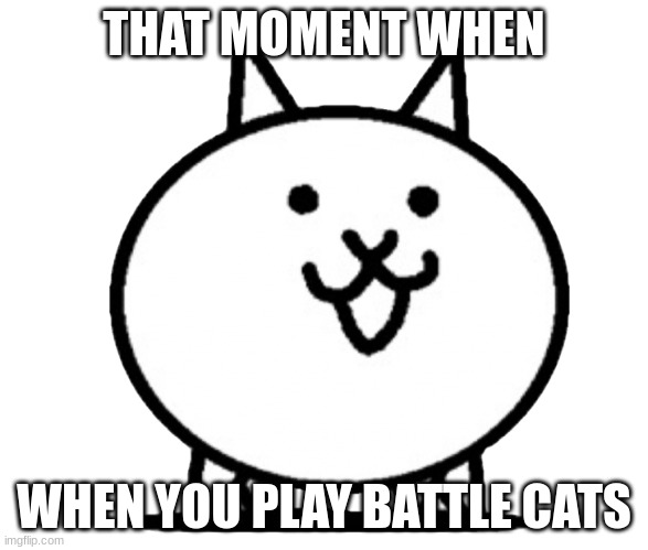 play da sussy gaem | THAT MOMENT WHEN; WHEN YOU PLAY BATTLE CATS | image tagged in battle cats basic cat | made w/ Imgflip meme maker