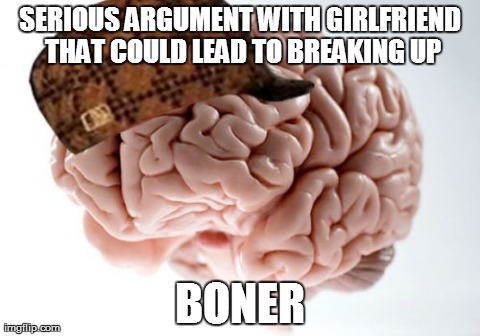 Scumbag Brain Meme | SERIOUS ARGUMENT WITH GIRLFRIEND THAT COULD LEAD TO BREAKING UP BONER | image tagged in memes,scumbag brain,AdviceAnimals | made w/ Imgflip meme maker