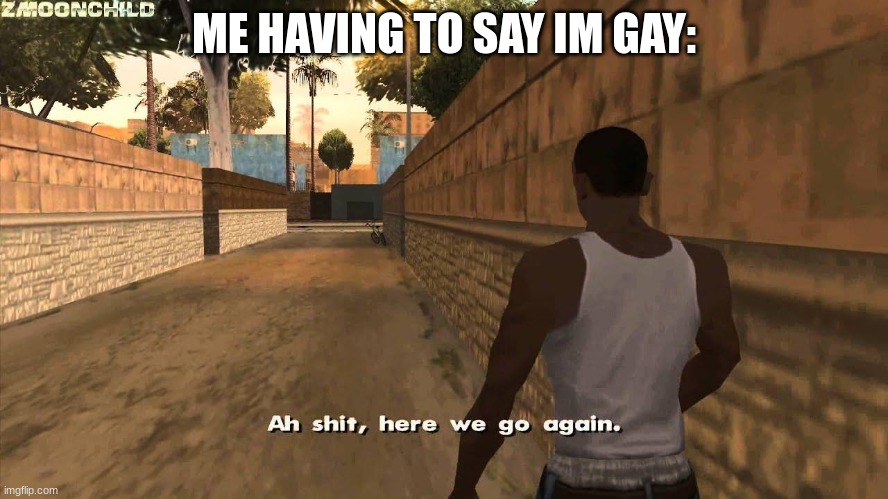 Here we go again | ME HAVING TO SAY IM GAY: | image tagged in here we go again | made w/ Imgflip meme maker