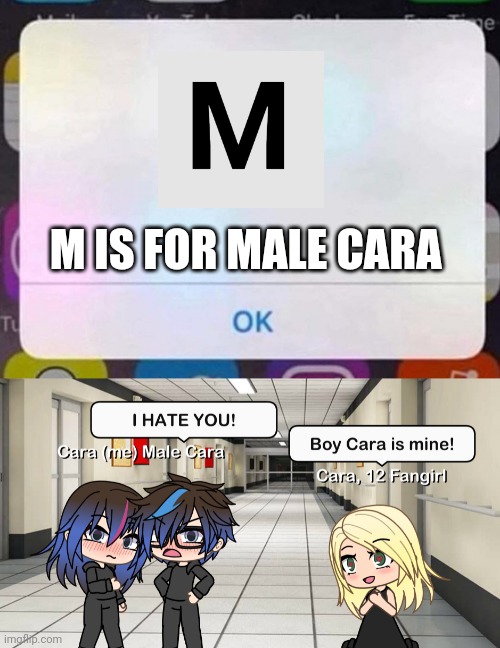 My boyfriend is not interested in blonde girls. | M IS FOR MALE CARA | image tagged in iphone notification,pop up school,memes,love,spring break | made w/ Imgflip meme maker