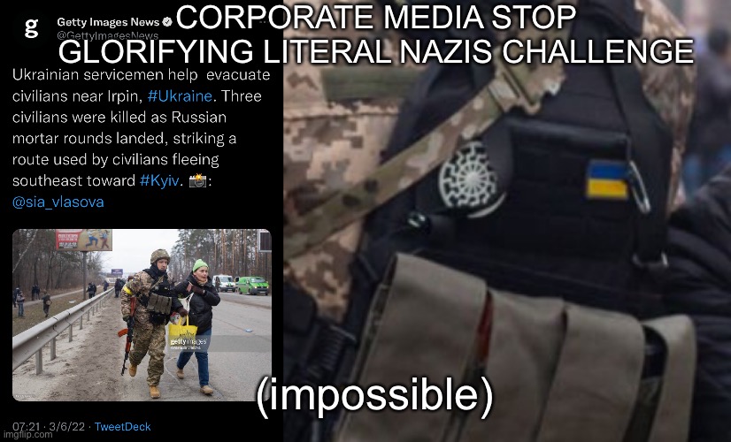 Fascists are good now | CORPORATE MEDIA STOP GLORIFYING LITERAL NAZIS CHALLENGE; (impossible) | made w/ Imgflip meme maker