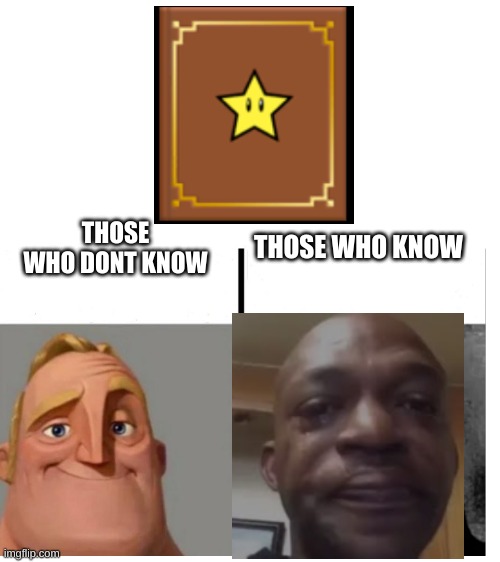 Bro it so saddd | THOSE WHO KNOW; THOSE WHO DONT KNOW | image tagged in blank white template,sad,mr incredible,mario | made w/ Imgflip meme maker