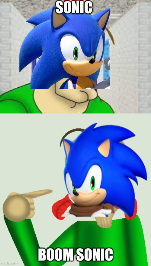 Sonic and boom sonic | SONIC; BOOM SONIC | image tagged in squidward meme baldi version,sonic the hedgehog,sonic boom,memes,squidward | made w/ Imgflip meme maker