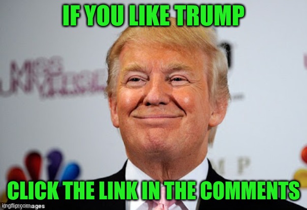 Check it out | IF YOU LIKE TRUMP; CLICK THE LINK IN THE COMMENTS | image tagged in donald trump approves | made w/ Imgflip meme maker