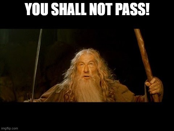 Yuh (Mod note: yuh) | YOU SHALL NOT PASS! | image tagged in gandolf | made w/ Imgflip meme maker