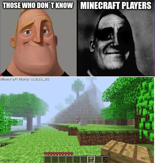 MINECRAFT PLAYERS; THOSE WHO DON`T KNOW | image tagged in mr incredible those who know | made w/ Imgflip meme maker