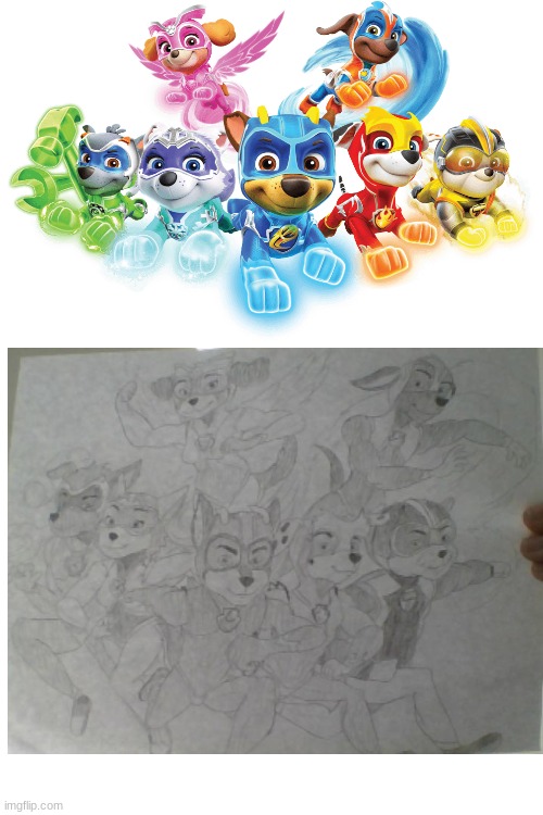 REDRAW | image tagged in blank white template,paw patrol,mighty pups,redraw,art | made w/ Imgflip meme maker