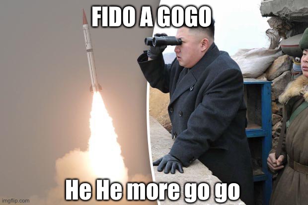 Helium rocket | FIDO A GOGO; He He more go go | image tagged in kim jong un north korea missile,helium,chemistry,dog,poop | made w/ Imgflip meme maker