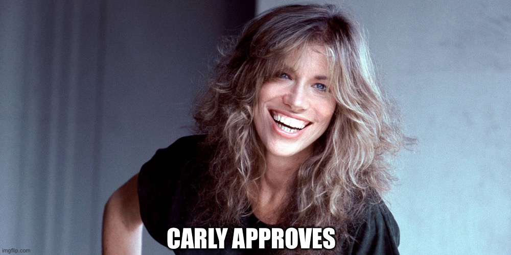 Carly approves | CARLY APPROVES | image tagged in carly simon,darth vader approves,carly approves,so vein | made w/ Imgflip meme maker