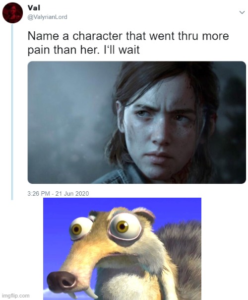 skrt | image tagged in name one character who went through more pain than her | made w/ Imgflip meme maker