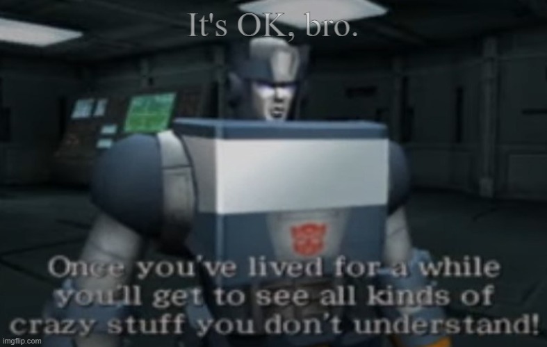Once you lived for a while... | It's OK, bro. | image tagged in once you lived for a while | made w/ Imgflip meme maker