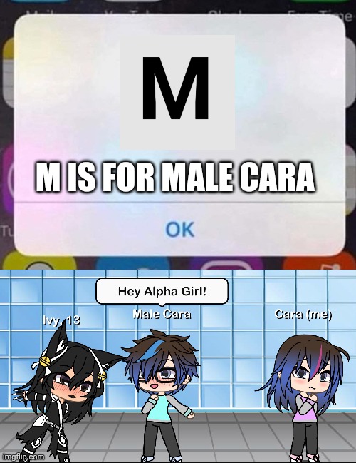 I caught... My boyfriend... With an Alpha Girl! | M IS FOR MALE CARA | image tagged in iphone notification,pop up school,cheating,memes,love,spring break | made w/ Imgflip meme maker