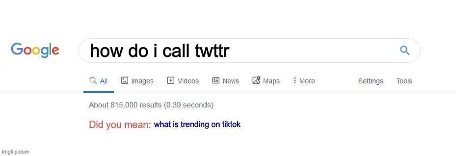 867-5309 | how do i call twttr; what is trending on tiktok | image tagged in did you mean | made w/ Imgflip meme maker