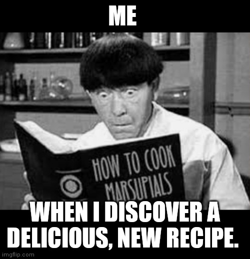 Cooking with Moe | ME; WHEN I DISCOVER A DELICIOUS, NEW RECIPE. | image tagged in 3 stooges | made w/ Imgflip meme maker