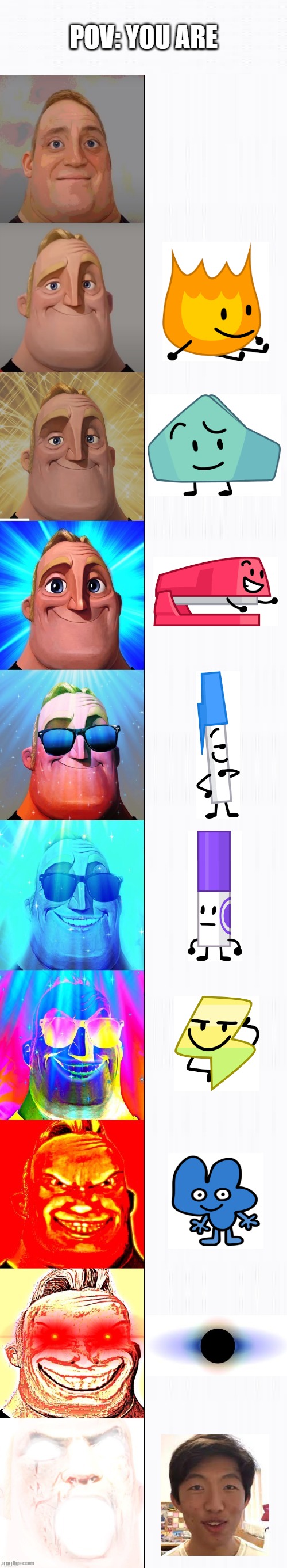 All of them are equal lol | POV: YOU ARE | image tagged in mr incredible becoming canny,bfb | made w/ Imgflip meme maker