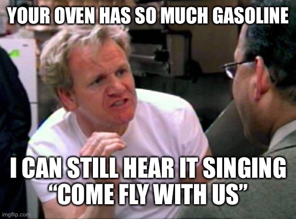 TDWT Song reference | YOUR OVEN HAS SO MUCH GASOLINE; I CAN STILL HEAR IT SINGING
“COME FLY WITH US” | image tagged in gordon ramsay,total drama | made w/ Imgflip meme maker