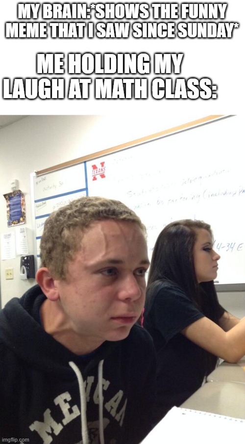true story | MY BRAIN:*SHOWS THE FUNNY MEME THAT I SAW SINCE SUNDAY*; ME HOLDING MY LAUGH AT MATH CLASS: | image tagged in hold fart | made w/ Imgflip meme maker