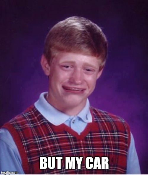 Sad brian | BUT MY CAR | image tagged in sad brian | made w/ Imgflip meme maker