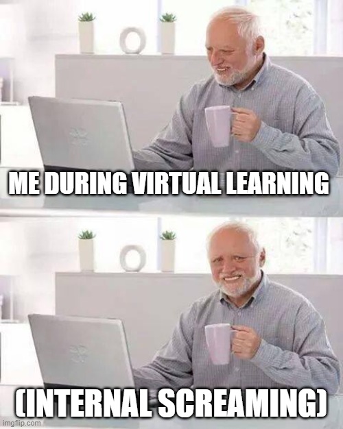 Hide the Pain Harold | ME DURING VIRTUAL LEARNING; (INTERNAL SCREAMING) | image tagged in memes,hide the pain harold | made w/ Imgflip meme maker