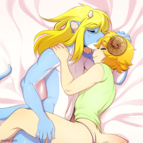 Just hugs and kisses, Get your head out of the gutter xD (By Tokifuji) | image tagged in femboy,cute,hugs,kisses,furry | made w/ Imgflip meme maker