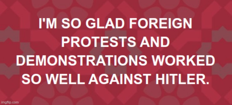 Get Out Your Placards!! | I'M SO GLAD FOREIGN PROTESTS AND DEMONSTRATIONS WORKED SO WELL AGAINST HITLER. | image tagged in ukraine,vladimir putin,invasion,rick75230 | made w/ Imgflip meme maker