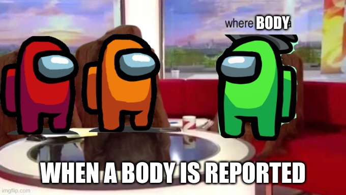 where banana | BODY; WHEN A BODY IS REPORTED | image tagged in where banana | made w/ Imgflip meme maker