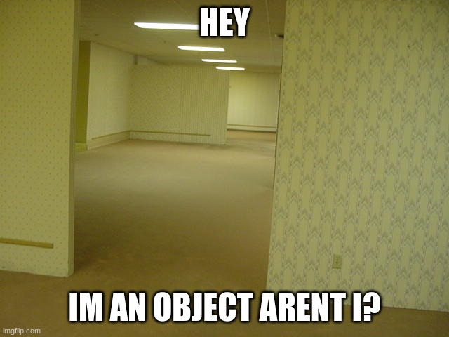 The Backrooms | HEY; IM AN OBJECT ARENT I? | image tagged in the backrooms | made w/ Imgflip meme maker