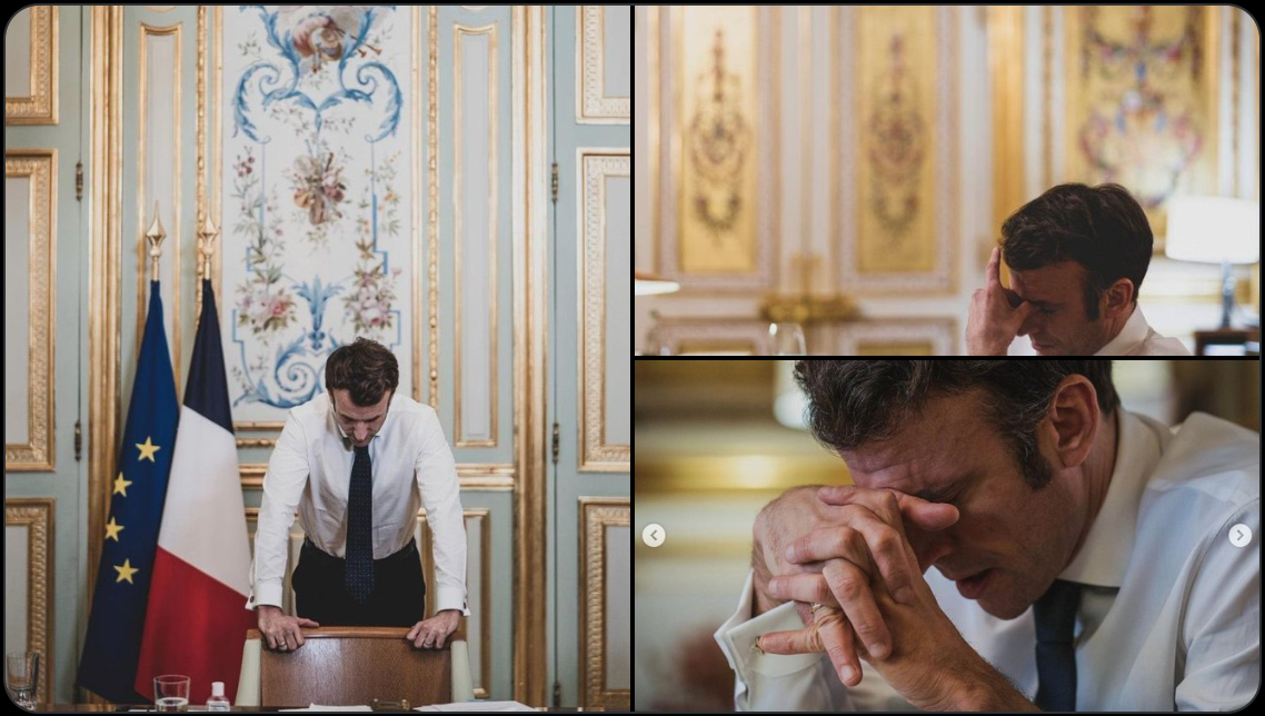 macron thinking Blank Meme Template