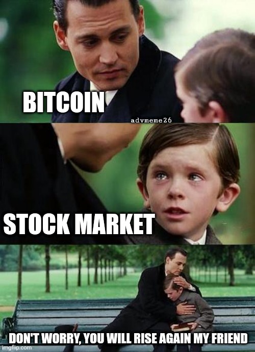 Bitcoin Stock market | BITCOIN; advmeme26; STOCK MARKET; DON'T WORRY, YOU WILL RISE AGAIN MY FRIEND | image tagged in crying-boy-on-a-bench,bitcoin,stock market,rise | made w/ Imgflip meme maker