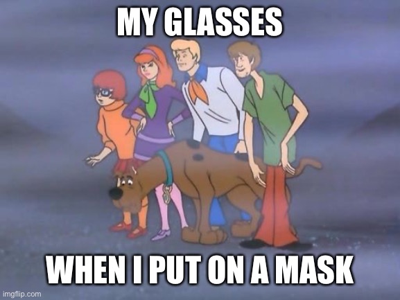 I can’t see shit | MY GLASSES; WHEN I PUT ON A MASK | image tagged in scooby fog | made w/ Imgflip meme maker