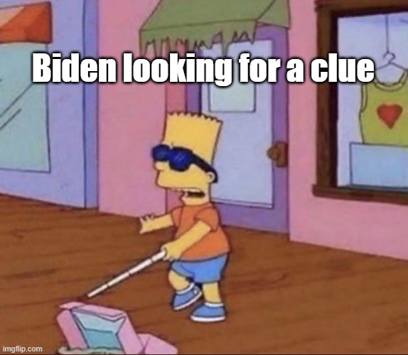 Biden Clue | Biden looking for a clue | image tagged in blind bart simpson | made w/ Imgflip meme maker