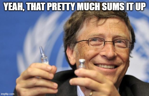 Bill Gates loves Vaccines | YEAH, THAT PRETTY MUCH SUMS IT UP | image tagged in bill gates loves vaccines | made w/ Imgflip meme maker